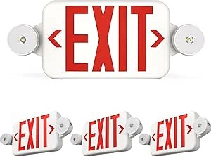 Amazon.com: Amcio 4 Pack Red Exit Signs with Emergency Lights, LED Emergency Exit Lighting with Battery Backup, UL Listed, AC 120/277V, Commercial Emergency Lights Combo for Business