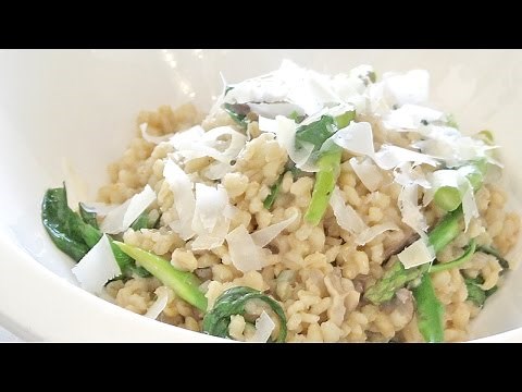Forest Mushroom Pearl Barley Risotto with Asparagus :: Chef's Choice