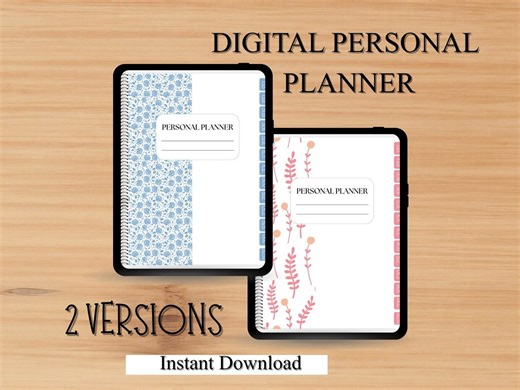 Digital Personal Planner | Hyperlinked Monthly PDF, Pink & Blue (instant Download) - Etsy