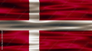 Flag of Denmark waving on a loopable 4K animation. Denmark flag video waving in wind. Realistic Danish Flag background. Denmark Flag Looping Closeup. Danish national Sign.