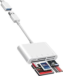 SD Card Reader, 5 in 1 USB USB-C Dual Connector to SD/TF/CF/Micro SD/XD/MS Multi Memory Card Reader OTG Adapter -Compatible with Windows/Mac/Linux/Android, Plug & Play