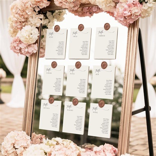 Wedding Seating Plan Cards, Hanging Elegant Calligraphy Seating Chart, Dinner Reception Table Card Template - Etsy