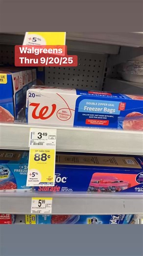 Walgreens has sandwich bags in all sizes on sale this week through 9/20/25 for 88 cents #walgreens #walgreensdeals #walgreenscouponer #walgreenscouponing #clearancewhisperer | The Clearance Whisperer