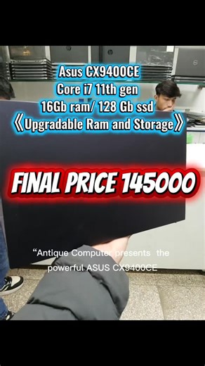 “Antique Computer presents — the powerful ASUS CX9400CE! Driven by an 11th Gen Core i7 for lightning-fast performance. 16GB RAM, 128GB SSD — smooth speed, zero lag. And yes, RAM and storage are fully upgradable! Sleek, premium, and ultra-smart with Chrome OS. Built for professionals, creators, and power users. #AsusChromebook #Corei7Laptop #HighPerformanceChromebook #ChromeOSPower #LaptopDeals | Wajid Hussain
