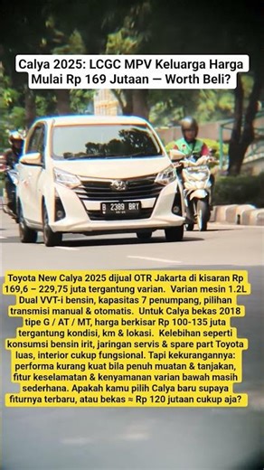 Calya 2025: LCGC MPV Keluarga Harga Mulai Rp 169 Jutaan — Worth Beli?