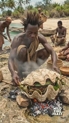 A Giant Shell Hid This Feast #primitivecooking #tribalife