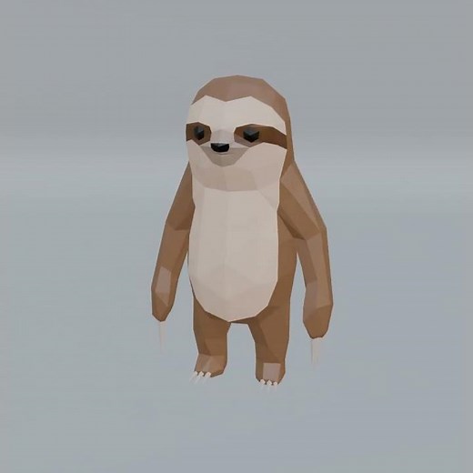 Lowpoly Stylized Standing Cute Sloth #digitalart #lowpoly link in the Description