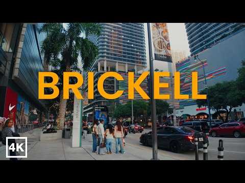 Brickell Miami at Night 🌃 | Busy Saturday, Crowded Streets & City Vibes. 4K