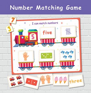 Train Numbers Matching Activity, Toddler Counting Activity, Preschool Math