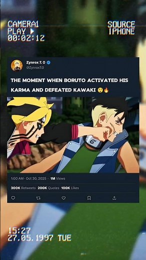 The moment when Boruto activated his Karma and defeated Kawaki 😲🔥 #viralshorts