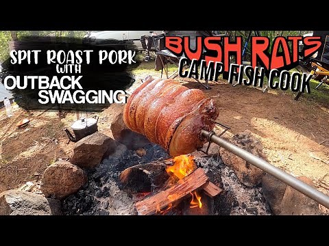 Campfire Spit Roast Pork with OUTBACK SWAGGING | Camp Fish Cook | Roundabouts WA