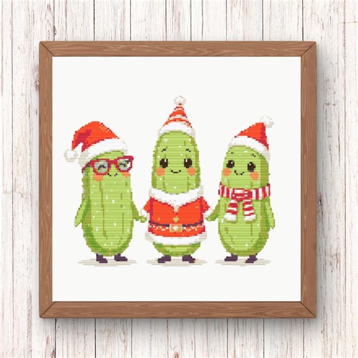 Christmas Pickles Cross Stitch Pattern | PDF Digital Download | Funny Cross Stitch | Cute Cucumber | Holiday Embroidery | Christmas Costume - Etsy