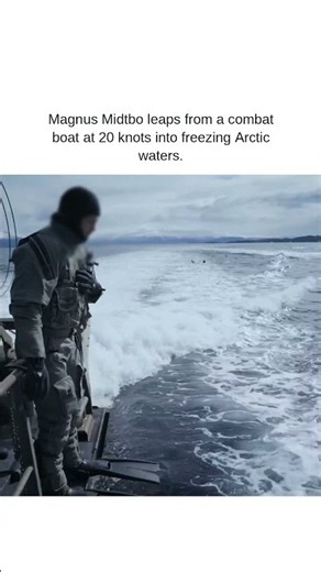 Magnus Midtbo leaps from a combat boat at 20 knots into freezing Arctic waters.
