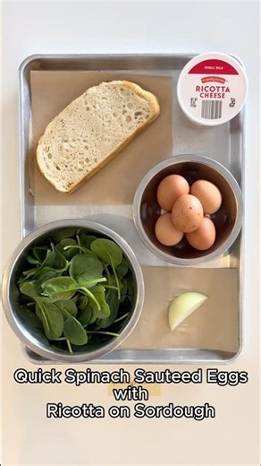 Spinach Sauteed Egg w/ Ricotta Sourdough #breakfastrecipe #ricotta #spinach #easyrecipe #foodshorts