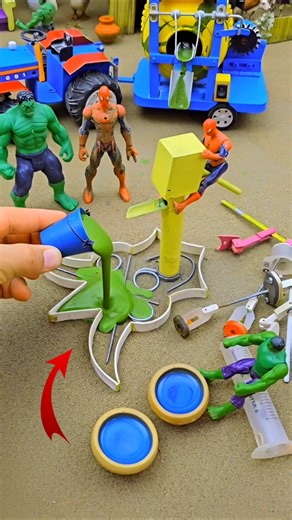 Mini hand pump water science project using green concrete around hand pump diy tractor cow farm #yt