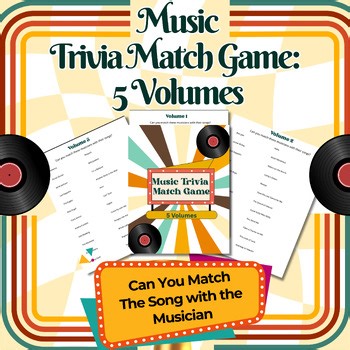 Music Trivia Game Bundle – Match Musicians to Songs (1950s–1990s, 60 Questions)