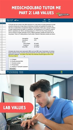 Part 2: How to Approach Lab Value Questions 🩸🧪 Stay tuned for part 3 where I take you though a diagram/figure style question! 📊 #medstudent #medschool #medicalschool #medicalstudent #usmle #usmlestep1 #step1 | Medschoolbro