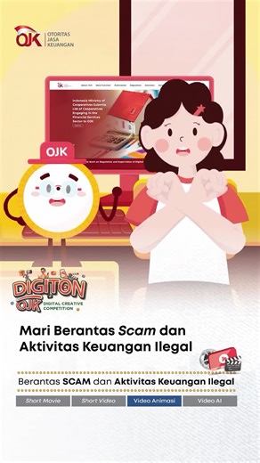 Mari Berantas Scam dan Aktivitas Keuangan Ilegal Sobat OJK, Pernah nggak sih tergoda tawaran investasi yang katanya modal receh hasil fantastis? Janji manis cuan cepat sering kali jadi pintu masuk ke dunia scam! Di video animasi pemenang Juara Favorit Digiton OJK karya @byrelz__, hadir si Ojil, pahlawan anti-scam yang siap kasih peringatan buat kita semua. Yuk, simak videonya di postingan ini 👆🏻 Jangan mau dibutakan janji, pastikan investasi kamu legal dan logis. #OJKIndonesia #DigitonOJK #Was