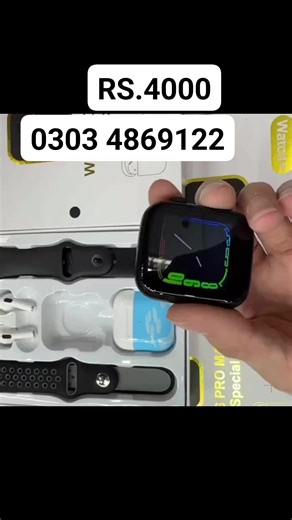 2.3K views · 14 reactions | *Series 8* W26 Pro Max 2023 Latest Model Gift Pack Dual Extra Straps✅ Series 8 Smart Watch ⌚️ + Apple White Airpods  New Updated Wallpapers Magnetic Fast Charger Black, White & Pink 懶 *Rs.4000* /- Only | Amin Fabrics | Facebook