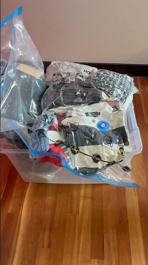 The best off-season clothes storage method. Vacuum Bag + Storage Bin