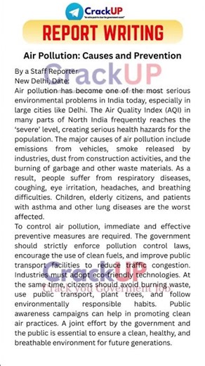 Air Pollution Report Writing | PSC Clerkship Mains, WBCS, WBPSI, KPSI & M