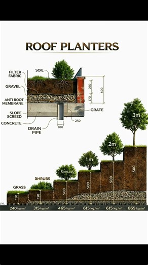 Roof Planters with their Heights | Basic Knowledge for Civil Engineering | #Shorts