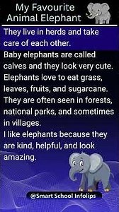 Essay on Favourite Animal Elephant #smartschool #infolips #myfavoriteanimal