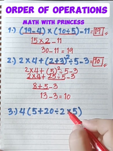 Order Of Operations #math #mathreview #mathwithprincess #mathviral #mathlessons #mathematics #mathtricks #orderofoperstions | Math with Princess