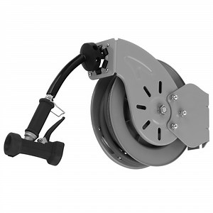 T&S B-7212-02 15' Open Epoxy Coated Steel Hose Reel with Rear Trigger Water Gun