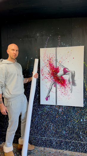 1.2M views · 10K reactions | What comes to mind when I say “Pole Dancer”?  A commissioned artwork of coconut charcoal dust, acrylic and oil painting on canvas. | Ashvin Harrison | Facebook