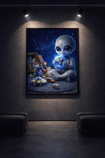 ALIEN FILES Collection-cute Alien Wall Art – Funny Sci-fi Poster – Space Nursery Decor – Alien Kid Holding Earth – Cosmic Room Decor - Etsy