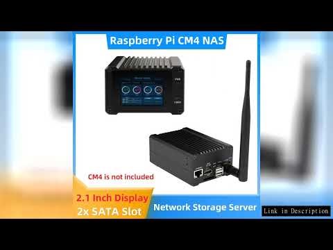 Raspberry Pi CM4 NAS Host Home Network Storage Server Dual SATA Slots 2 Inch Screen Aluminum Case Co