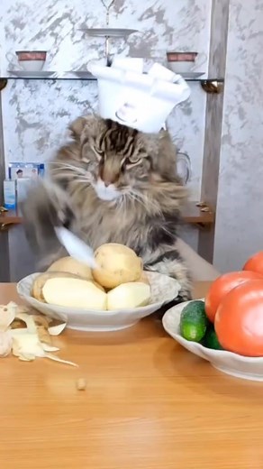 Видео кота шефа, кошки картошку жарим