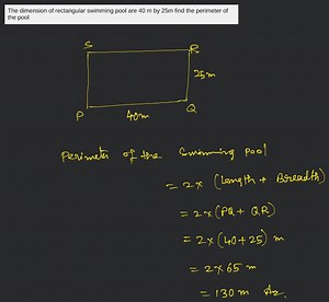 The dimension of rectangular swimming pool are 40 m by 25m find... | Filo