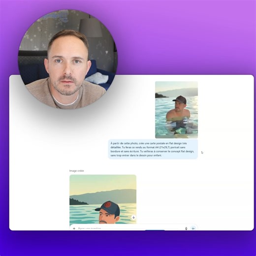 Vincent Lévi on Instagram: "🚀 Le prompt : À partir de cette photo, crée une carte postale en « flat design » très détaillée, sans bordure et sans écriture. Tu veilleras à conserver le concept flat design, sans trop entrer dans le dessin pour enfant. Si vous voulez le prompt en commentaire, dites-le-moi."