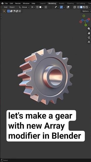 let's make a gear with Blender's new Array modifier #3d #tutorial #blender3d #gear #timelapse