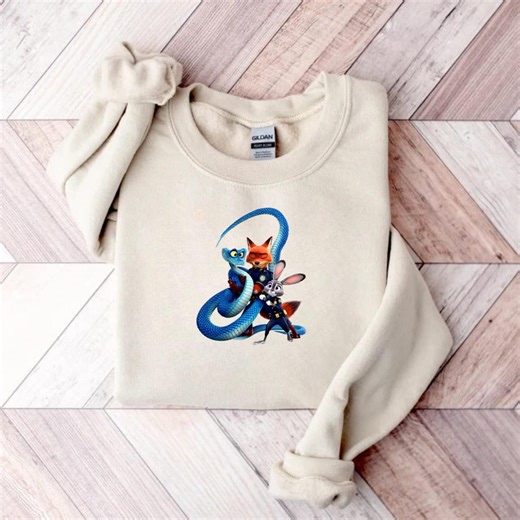 Zootopia Sweatshirt, Cute Cartoon Animal Sweatshirt, Pink Cozy Pullover, Movie Lover Gift for Fans, Zootopia Hoodie - Etsy