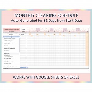 Cleaning Schedule, Weekly Cleaning Checklist, Cleaning Schedule Planner, House Cleaning Schedule,template, Excel, Google Sheets, Editable - Etsy
