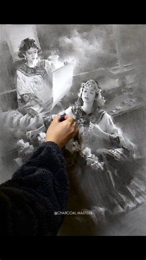 Charcoal drawing by artist @Yaozhi — a hauntingly atmospheric composition where motion, memory, and form dissolve into one another. The layered strokes and fragmented transitions create a dreamlike rhythm, while soft values and controlled contrasts bring depth and emotional intensity to the scene. Artist: @Yaozhi #charcoaldrawing #charcoalart #expressivedrawing #realismart #fineart | Charcoal Masters