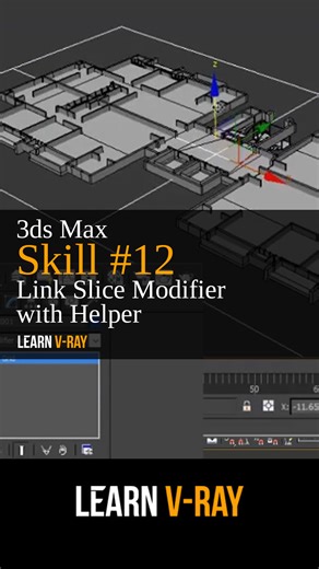 With this trick you can link the Slice modifier to a Helper in 3ds Max. Can you think of any ideas to animate it and make architecture videos? #3dsmax #tips #trics #modeling #learnvray #3d #tutorials | Learn V-Ray