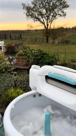 Wringer washers are the absolute best for cleaning dirty mop heads and pads. We are renavating our house and the wood floors are covered in drywall dust. After mopping several times the pad or head becomes coated in the drywall dust. This dust would also cover the inside of my regular washer, but with the Maytag wringer the tub can be rinsed with a waterhose. Nothing beats the way a wringer washer washes. You can see the dirty water in the tub. #kentucky #wringerwasher #laundry #maytag | Deeann 