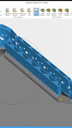build preparation of custome support generation in materlise magic for 3dprinting #3d #3dprinting