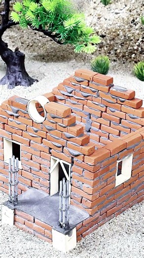 Mini Brick House Build From Scratch! 🧱✨ #shorts #diy