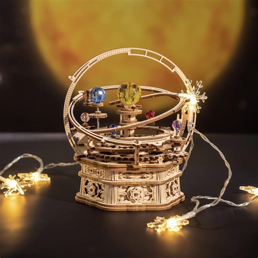 Solar System Music Box Kit | 3D Wooden Mechanical Orrery Model | DIY Planetarium Puzzle With Gear Rotation & Lights | Music Gift for Adults - Etsy