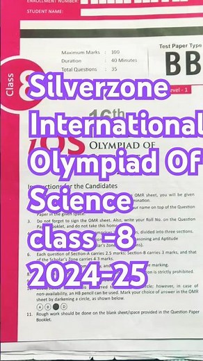 Silverzone International Olympiad Of Science class -8 2024-25