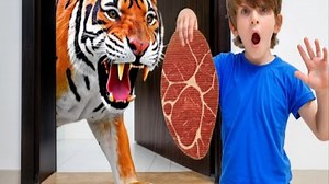 在家体验野生动物探险 | 学习动物名称和食物 | 与孩子们一起享受寓教于乐 疯狂儿童家庭秀