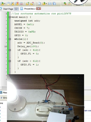 Luz nocturna automatica con PIC12F675 en MikroC pro for PIC #luz #automatica #pic12f675 #MikroC #ArmandoCircuitos