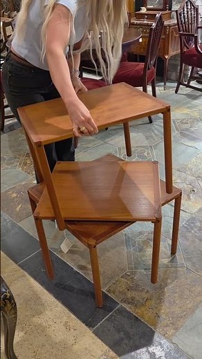 Midcentury Modern Teak Nesting Tables | Watch Them Stack Into One Set