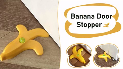 Cute Door Stopper – Decorative Banana Door Stop with Non-Slip Base, Fits 0.1–1 Inch Gaps, Flexible PVC Wedge that Protects Floors, Functional & Smile-Worthy Design – Versatile for Home, Dorm & Office