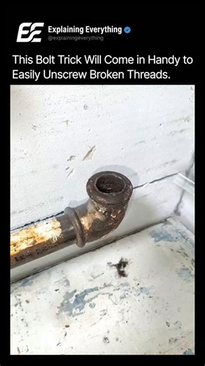 rahulyadav | Explaining Everythinng on Instagram: "Plumbers, this is the ultimate plumbing frustration: a broken, seized thread stuck inside the fitting. This ingenious bolt trick solves it by creating a sacrificial external grip. A bolt is inserted and secured to the broken stub (often via welding or heavy-duty epoxy). The exposed head of the bolt provides the necessary leverage for controlled, massive torque. This backs out the broken thread without damaging the main fitting. It’s the mastery 